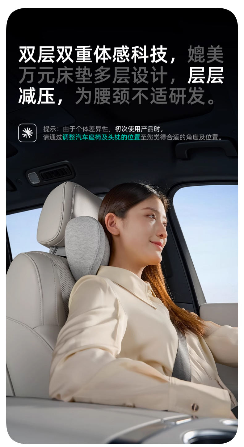 Car Headrest, Double-Layer Car Pillow, Neck Pillow, Car Seat Pillow, Lumbar Cushion, Neck and Waist Support, 2026 New Model