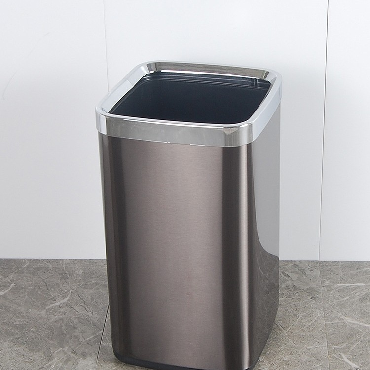 Cubo de ceniza de estilo de Hong Kong caja de fruta cesta de papel higiénico de mano Cubo de basura de acero inoxidable de doble capa retardante de llama