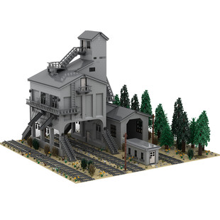 Cross-Border Moc-6644 Modern Lading Tower for Railway Train Theme 7545 Parts