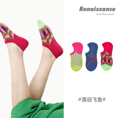 Original Women's Socks, Spring and Summer Thin Vintage Style Gingham Invisible Socks, Combed Cotton, Boneless, Low Mouth, Unisex