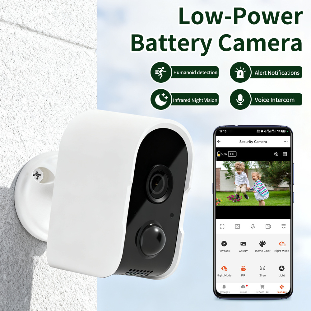 Cámara de Seguridad Inteligente de Bajo Consumo ABS y PC con Alarma para Interior y Exterior