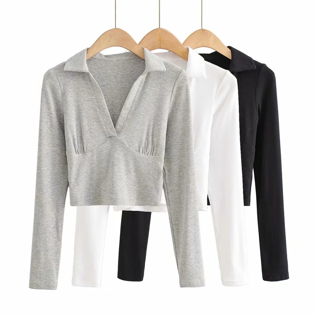Polo collar cross long sleeve t-shirt NSAC31336