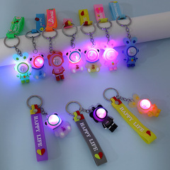 Colorful glowing cartoon rabbit epoxy keychain pendant trendy car key pendant bag gift wholesale