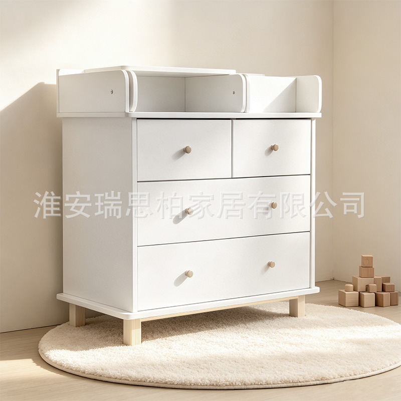 In-Stock Baby Changing Table, Multifunctional Solid Wood Bedroom Dresser with Drawers, Storage Cabinet, Newborn Baby Care Table