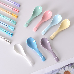 Ceramic Spoon Colorful Household One Person One Spoon High-Value Soup Spoon Soup Spoon Spoon Chopsticks Set