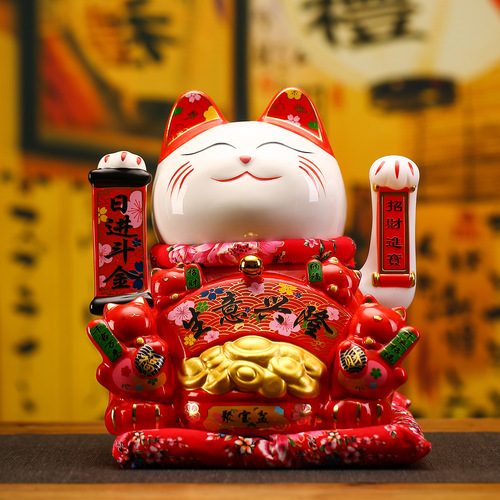Electric waving ceramic fortune cat company shop opening cash desk decoration ornament moving house gift