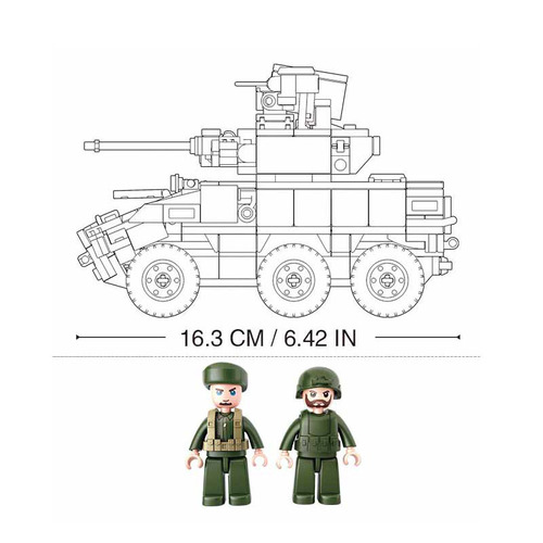 Small Lüban Boy Assembly Building Blocks Educational Toy Military Tank Model Wheeled Infantry Fighting Vehicle 0753