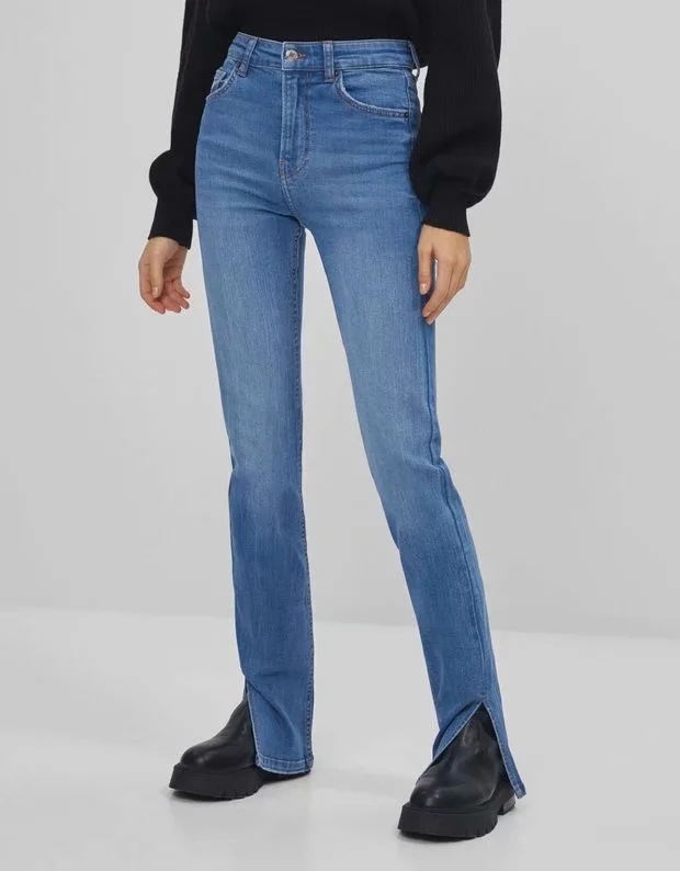 High-Waist Straight Split Jeans NSAC51807