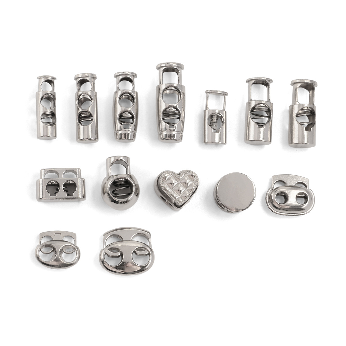 金属弹簧扣双孔锌合金猪鼻扣单孔抽绳扣帽子调节扣止绳扣按压卡扣