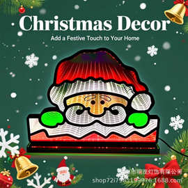 led隧道霓虹灯圣诞老人氛围灯深渊镜派对圣诞节装饰灯节日装饰灯