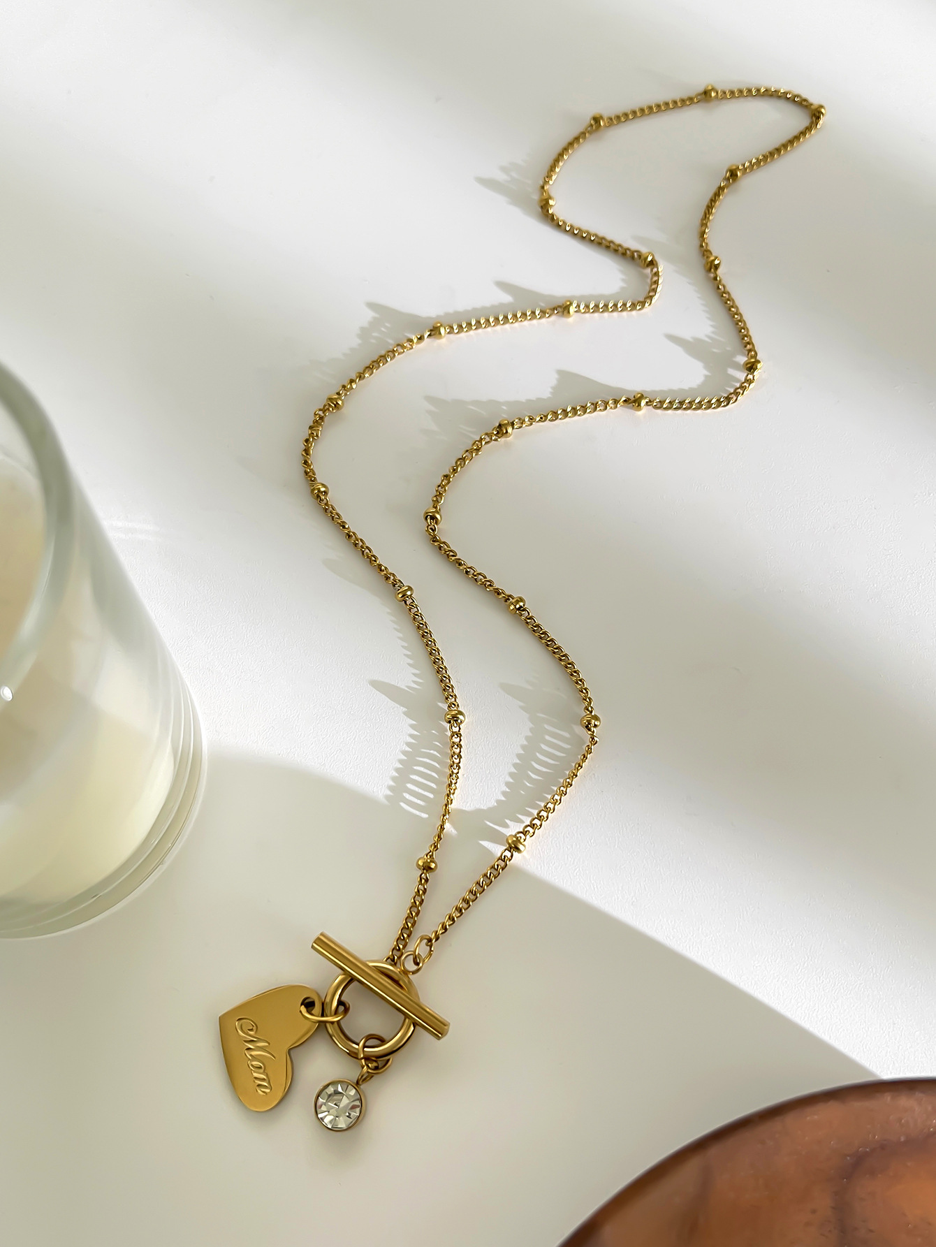 316L Stainless Steel Material Letter, Heart Shape Pattern 316L Stainless Steel Letter Heart Shape Waterproof Non Tarnish Surgical Steel Simple Style Classic Style Cuban Link Chain Curb Chain Pendant Necklace For Women's