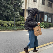 原厂(95绒)龟背排骨羽绒服女2025冬季新款韩版休闲宽松连帽短外套