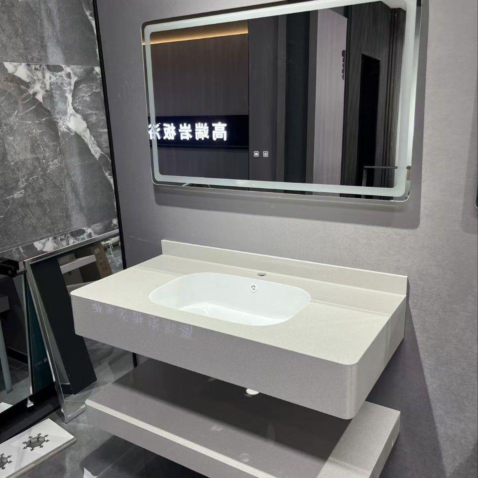 Todo el cuerpo de la placa de roca arco sin costura lavabo lavabo gabinete de baño hotel ingeniería de decoración del hogar redondeado diseño de esquina residencial