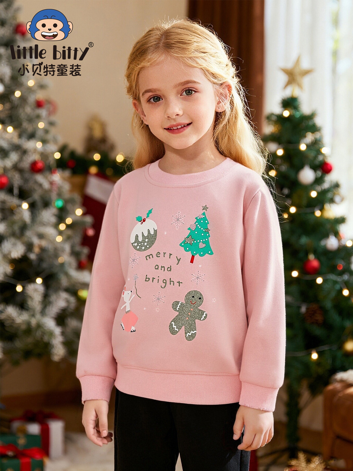Cross-Border Children's Clothing Christmas Children's Long-Sleeved Sweatshirts Autumn and Winter Cartoon Printed Pattern Round Neck Shirts Ready for Sale
