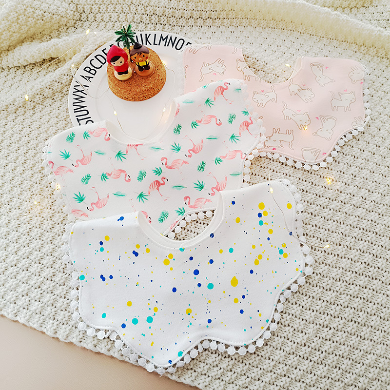 秋冬新款婴儿围嘴棉透气口水巾可爱造型假领男女宝宝卡通围兜批发