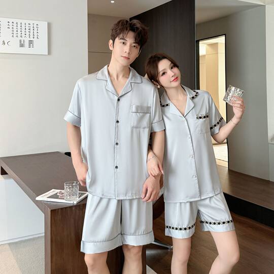 Yase [Island Echo] 2025 New Ice Silk Pajamas Summer Thin Teenage Boys Home Clothing Set