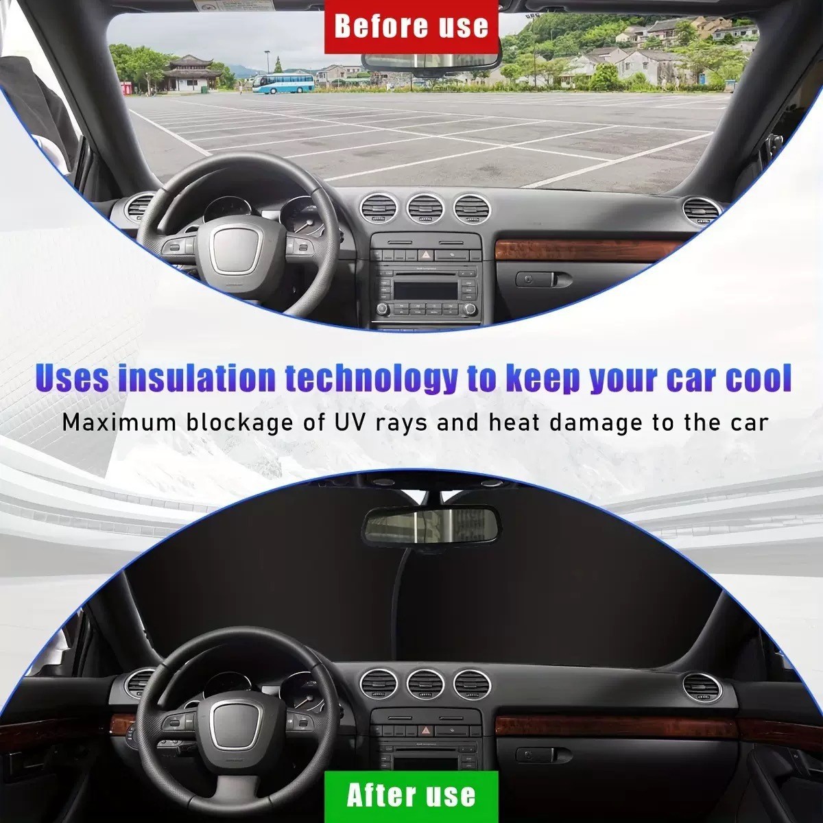 Cross-border car sun shade coated silver cloth car front car sun shade double ring sun shade can be printed