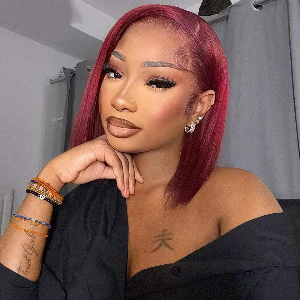 Cross-border vino rojo 99j corto Bob Peluca de encaje de pelo de la cubierta del insecto Bob peluca