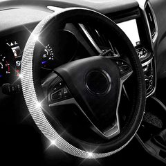 Car steering wheel cover for women, cross-border best-selling, anti-slip, car steering wheel cover, universal, embellished with diamonds