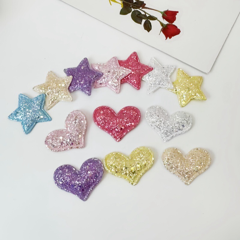Ultrasonic Embossing Cute Gold Peach Heart Five-pointed Star DIY Jewelry Decoration Children's Shoes Clothes Hairpin Accessories