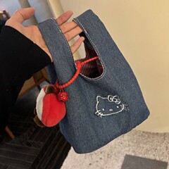 可爱いキティ腕バッグレディース高级感サラリーマン洋気ハンドバッグ旅行軽やかキャンバス通勤ショルダーバッグ