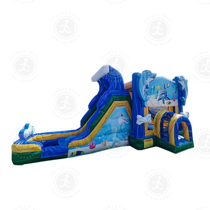 Tobogán inflable grande para exteriores, parque infantil con trampolín, piscina y combinación de entretenimiento