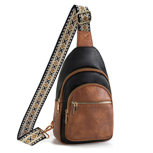 Bags for Women 2023 Autumn and Winter New Jacquard Shoulder Straps Retro Chest Bag Multi-Compartment Single Shoulder Crossbody Bag Cross-Border Women's Bag