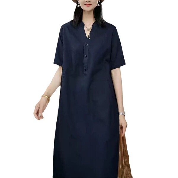 Summer long short sleeve dress for leisure