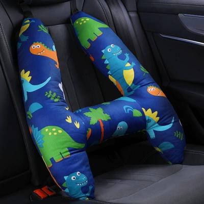 pillow car back pillow car | Headrest - blue-dinosaur-machine-washablecomfortable-breathable-55x70cm
