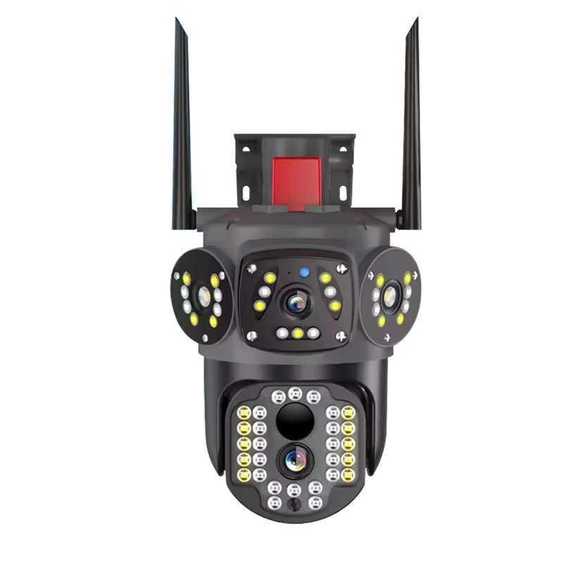 V380 de tres pantallas 4 millones de cámaras de vigilancia 4G, visión nocturna HD remota, WiFi inalámbrico al aire libre, vigilancia a prueba de agua