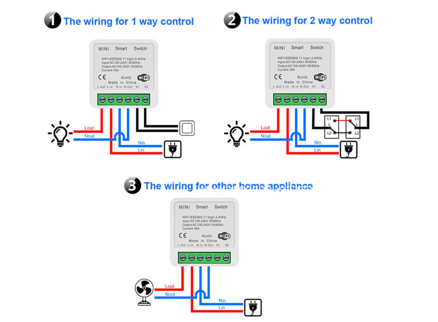 Cozylife WiFi Smart Switch Timer 2.4G Remote Control 16A Switch Mini Intelligent Switch