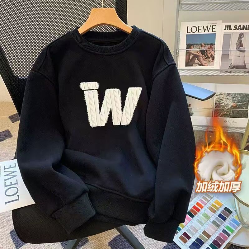 Winter Velvet Sweatshirt for Men, American Retro Style Hooded Sweatshirt, Loose Thickened Pullover Top for Men, Popular Straight Hair Winter Velvet Sweatshirt for Men, American Retro Style Hooded Sweatshirt, Loose Thickened Pullover Top for Men, Popular Straight Hair