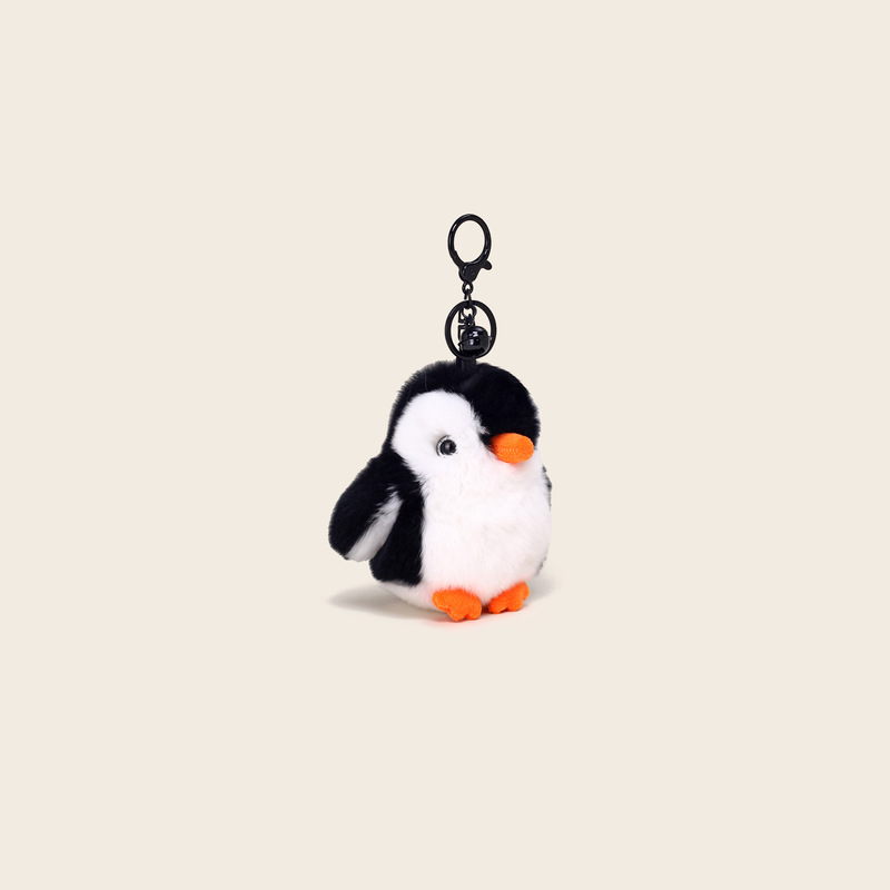 ライト高級品質リアルレッキスウサギの毛皮ペンギン人形ペンダント動物ぬいぐるみキーホルダーバッグペンダント小さなギフト卸売|undefined