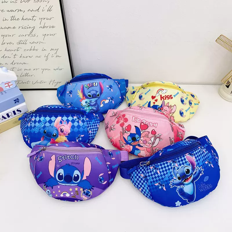 2025新款儿童包包男童女孩可爱史迪仔腰包斜挎包户外休闲时尚胸包