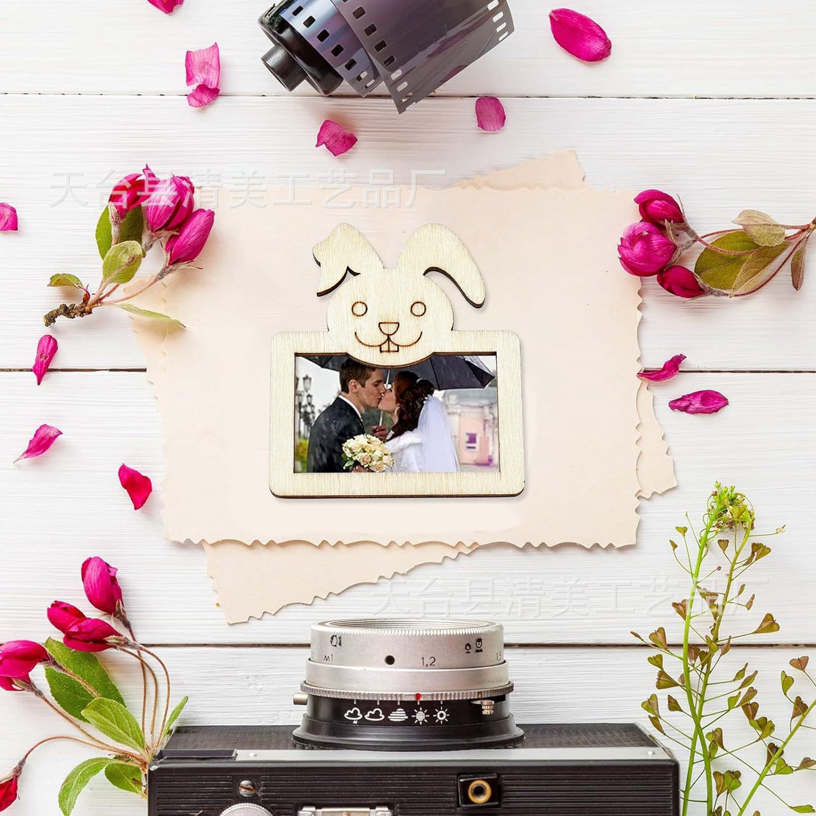 Modelado de animales de madera sin terminar Pintura Artesanía Marco de fotos de animales de madera Marco de fotos de madera en blanco para oficina