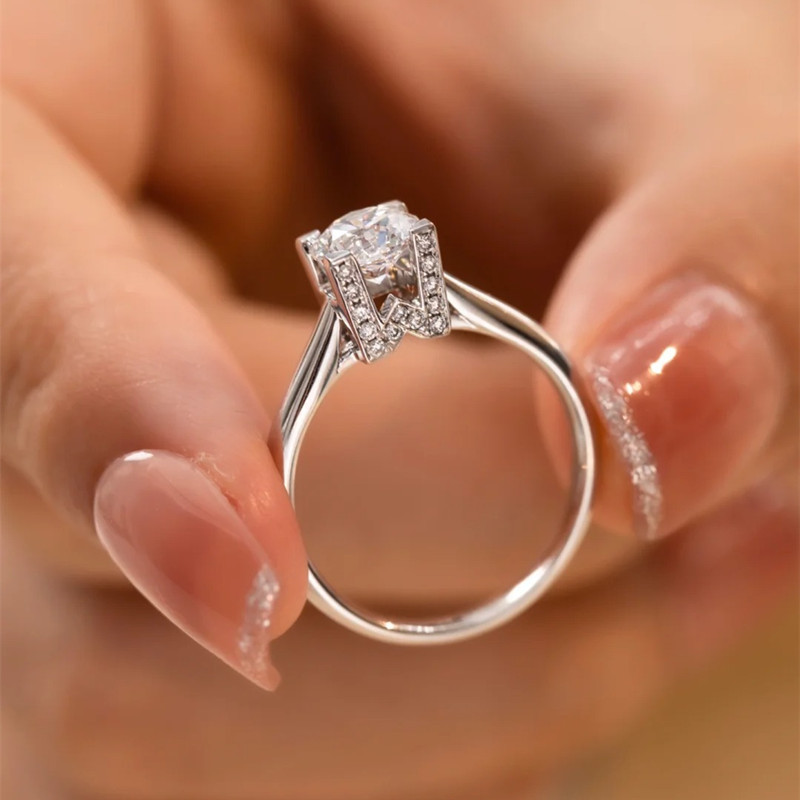 European and American plating s925 silver diamond engagement ring new creative HW English letter carat 1.5 karat simulation drill