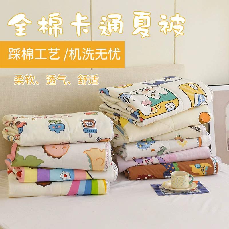 Симпатичное хлопковое летнее одеяло в стиле ins с героями мультфильмов, хлопковое одно машинное моющееся одеяло для кондиционирования воздуха, Крутое одеяло, подарок оптом