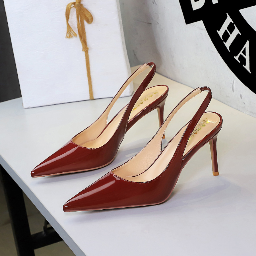 1361 European and American Fashion High Heel Sandals for Women, Thin Heel, Sexy Queen, Headless, Shallow Mouth, Back Hollow, Rear Tripstrap, Wearing Women's Shoes Externally