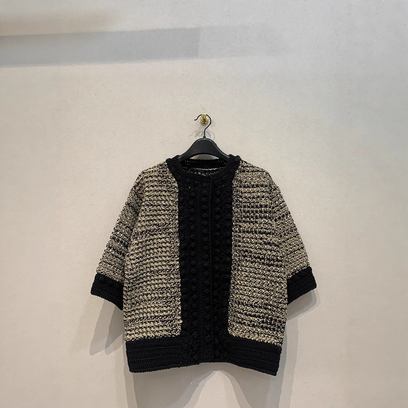 Dry crane autumn and winter New Japanese retro simple handmade crochet sweater open mountain loose casual top for women