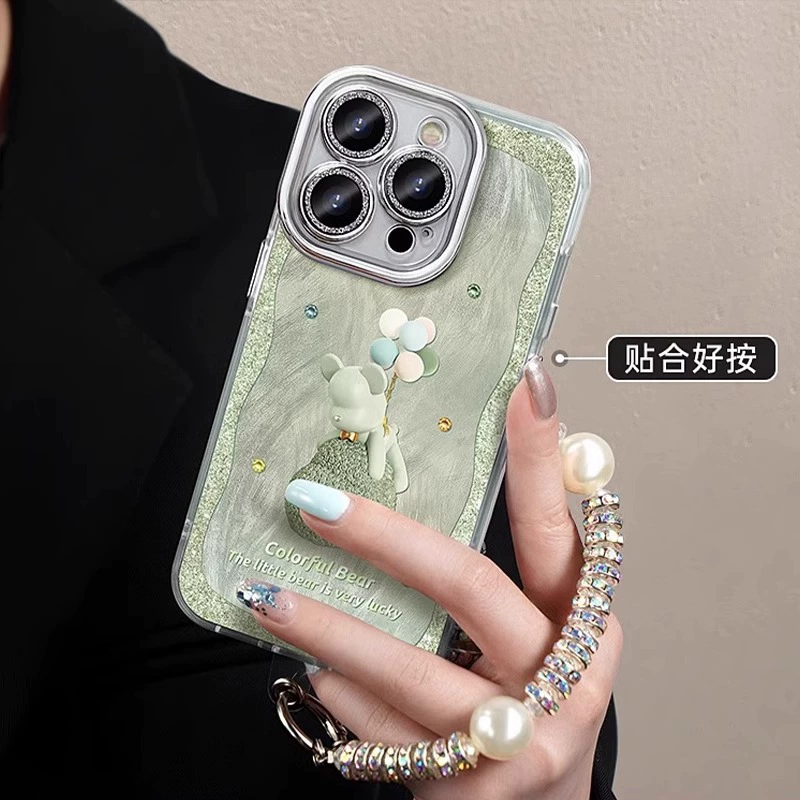 Кожух/чехол для телефона Apple, совместимый с iPhone 16, чехол для iPhone 15, 14, 14 Pro Max, с маленькими медведями