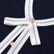 Designed V-Neck Bow Short-Sleeved Navy Blue Knitwear for Women 2025 Summer New Small Ice Silk Top