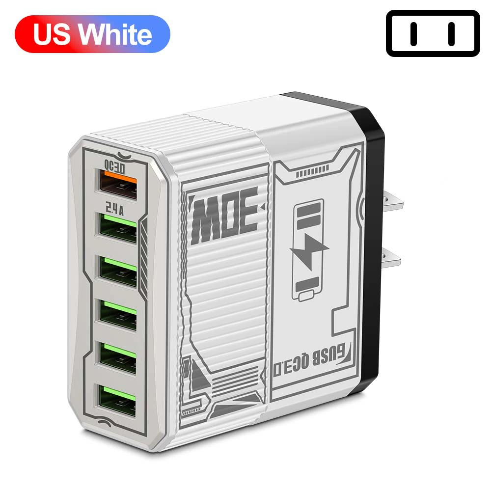 6-в-1 зарядное устройство Mecha BK304, QC3.0 многопортовое USB с PD25W, варианты вилок EU/US/UK