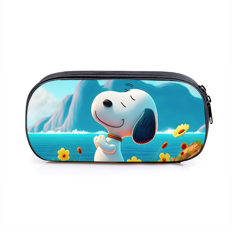 Nuevo Snoopy transfronterizo bolsas de lápiz de gran capacidad creativas caja de papelería de dibujos animados de alto valor de la cara caja de lápiz para estudiantes de primaria