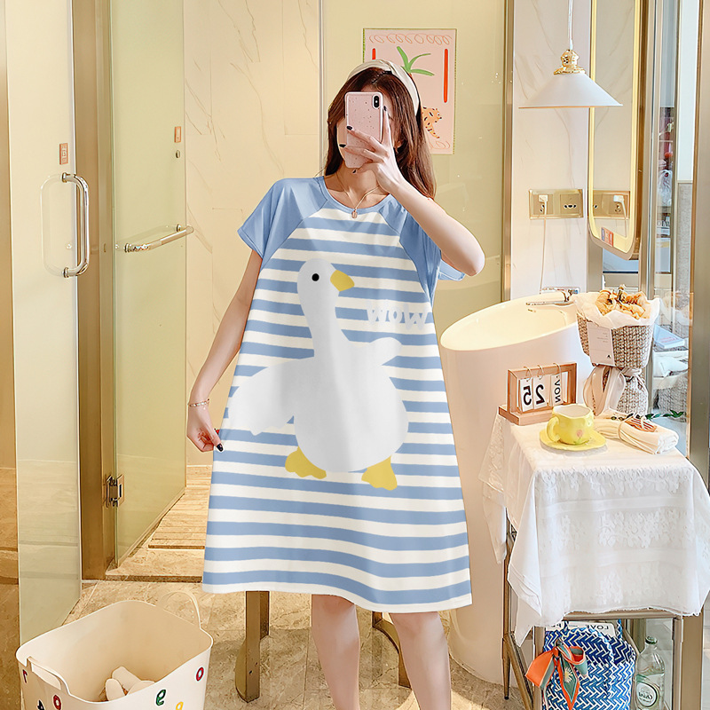 Camisón del sudeste asiático falda de pijama de manga corta de verano para mujer falda de cultura de longitud media suelta delgada cross-border