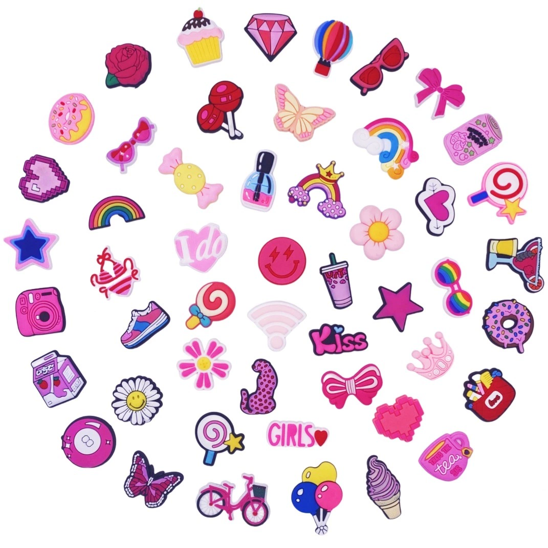 Розовый обувь цветок аксессуары для отверстий ПВХ мягкий мультфильм милая девушка садовая обувь цветок декоративная пряжка аксессуары в наличии