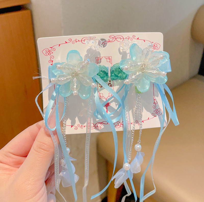 Chica de Hanfu tocado de los niños traje antiguo princesa borla horquilla estilo chino niña paso horquilla clip de pelo