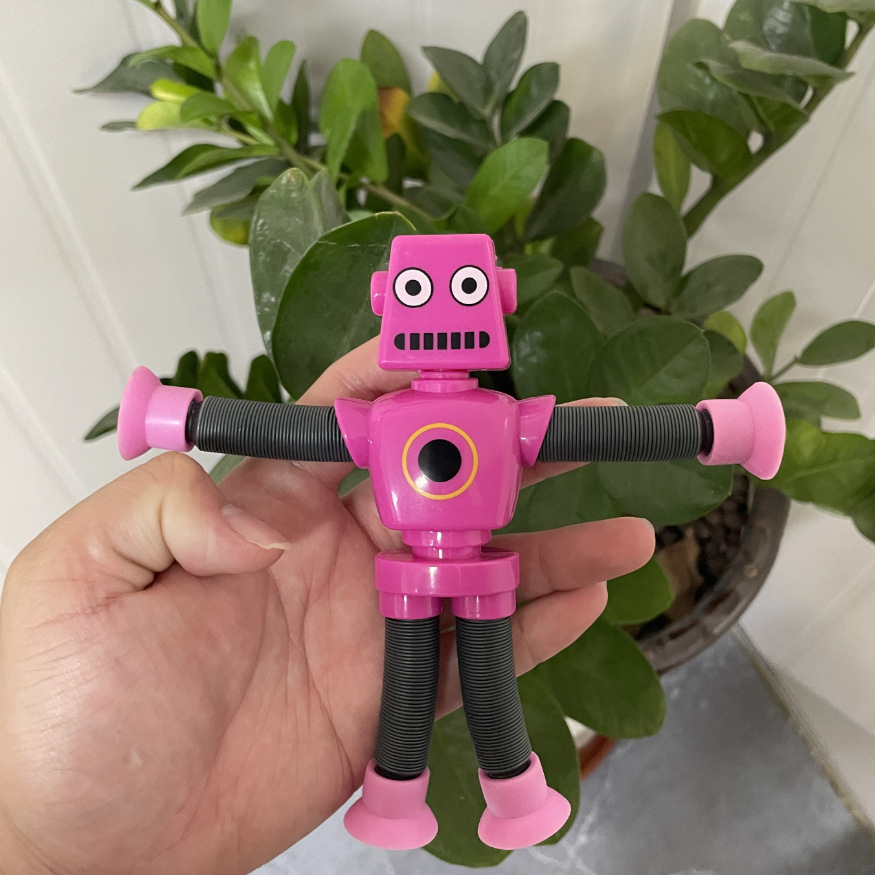 Transfronterizo robot flexible tubo telescópico niño puzzle dibujos animados estirados ventosa interacción padre-hijo creativo juguete descompresión