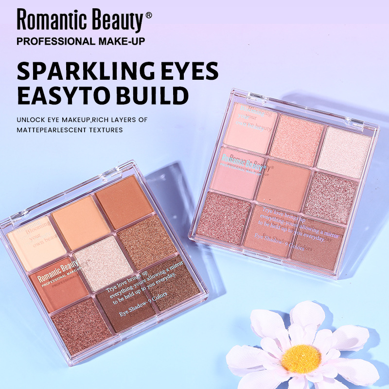 RMT transfronterizo nueve color eye shadow panel multicolor maquillaje matte gran maquillaje marrón maquillaje de belleza gran marrón maquillaje de ojos panel de mujer image 3