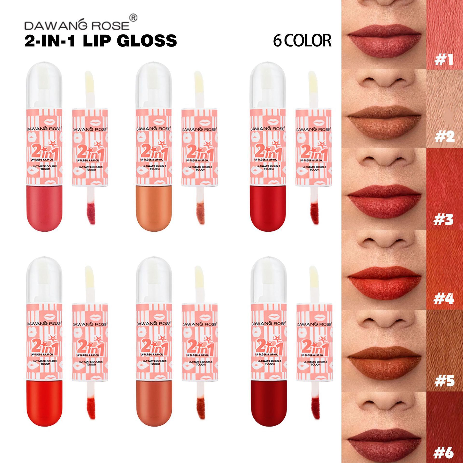Exklusiver Lippenstift mit zwei Enden, Lipgloss, sanftes mattes Finish, nicht klebrig, langanhaltend, feuchtigkeitsspendend und mattes Lippen-Make-up._voghion.com