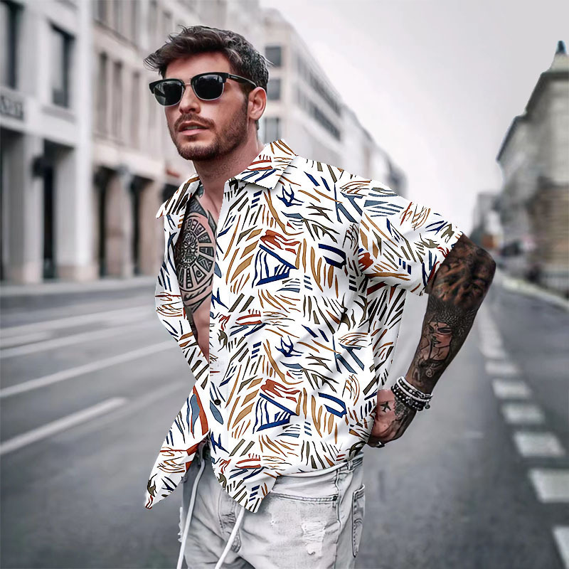 2025 New Hawaiian Sublimation Transfer Men's Short Sleeve Beach Shirt Foreign Trade Digital Printed Shirt Wholesale